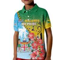 Personalised Malampa Fiji Day Kid Polo Shirt Tribal Pattern With Tropical Flowers LT05 Kid Colorful - Polynesian Pride