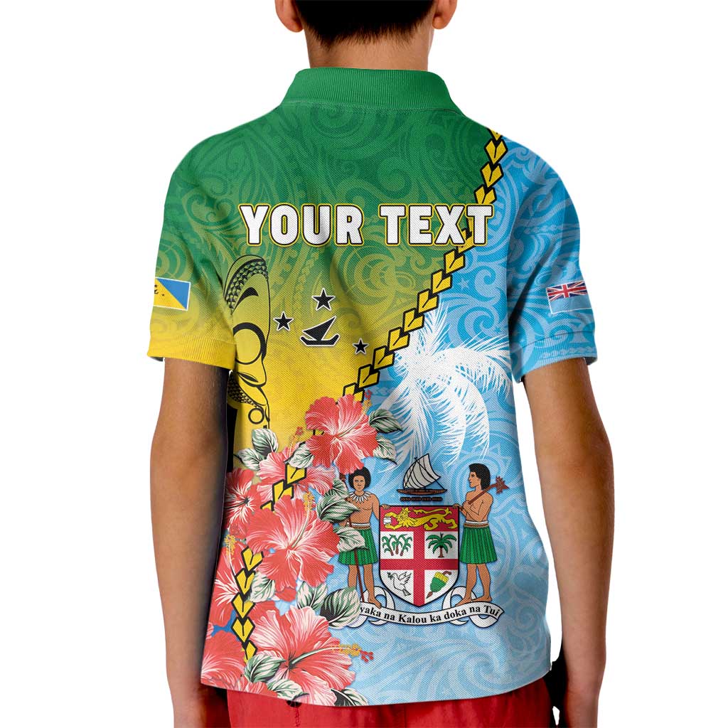 Personalised Malampa Fiji Day Kid Polo Shirt Tribal Pattern With Tropical Flowers LT05 - Polynesian Pride