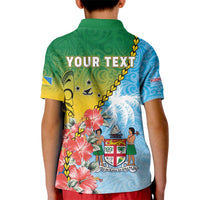 Personalised Malampa Fiji Day Kid Polo Shirt Tribal Pattern With Tropical Flowers LT05 - Polynesian Pride
