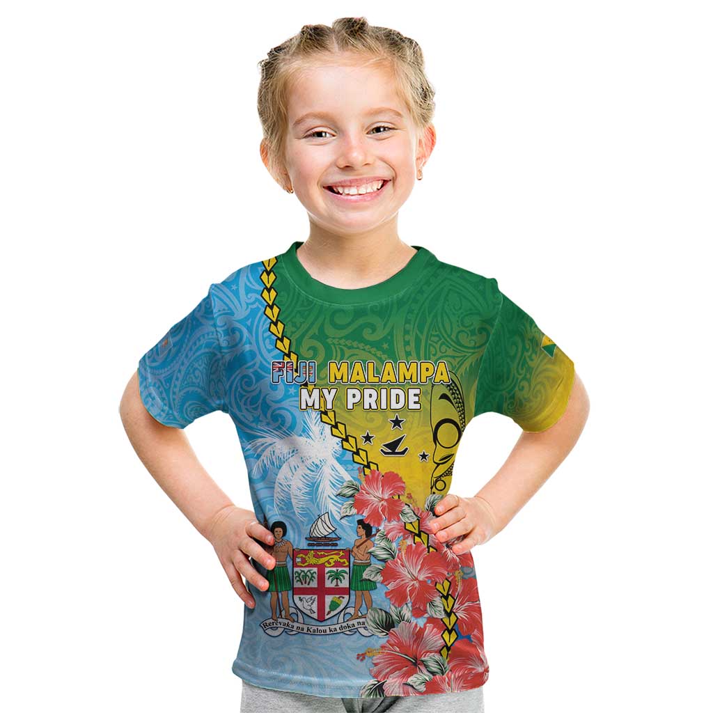 Personalised Malampa Fiji Day Kid T Shirt Tribal Pattern With Tropical Flowers LT05 Colorful - Polynesian Pride