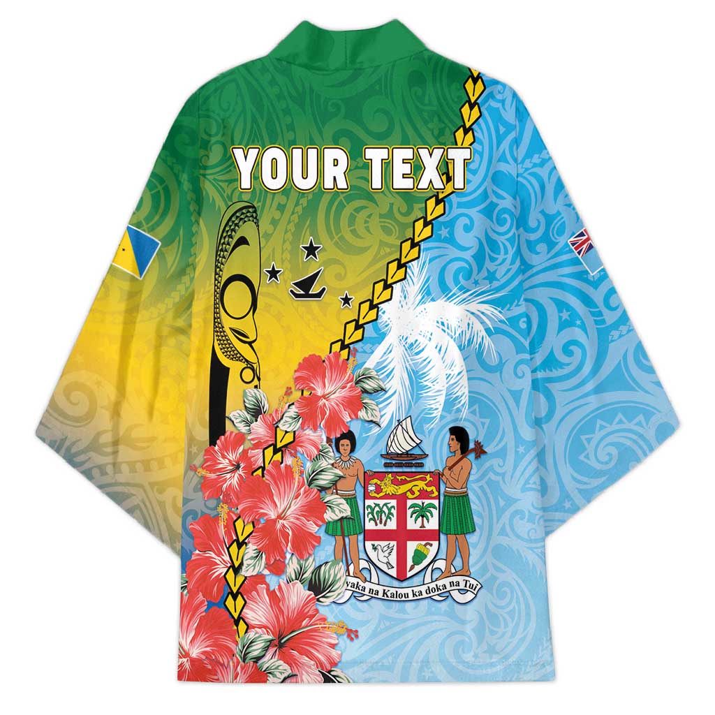 Personalised Malampa Fiji Day Kimono Tribal Pattern With Tropical Flowers LT05 - Polynesian Pride