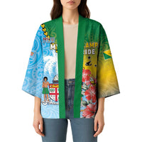 Personalised Malampa Fiji Day Kimono Tribal Pattern With Tropical Flowers LT05 - Polynesian Pride