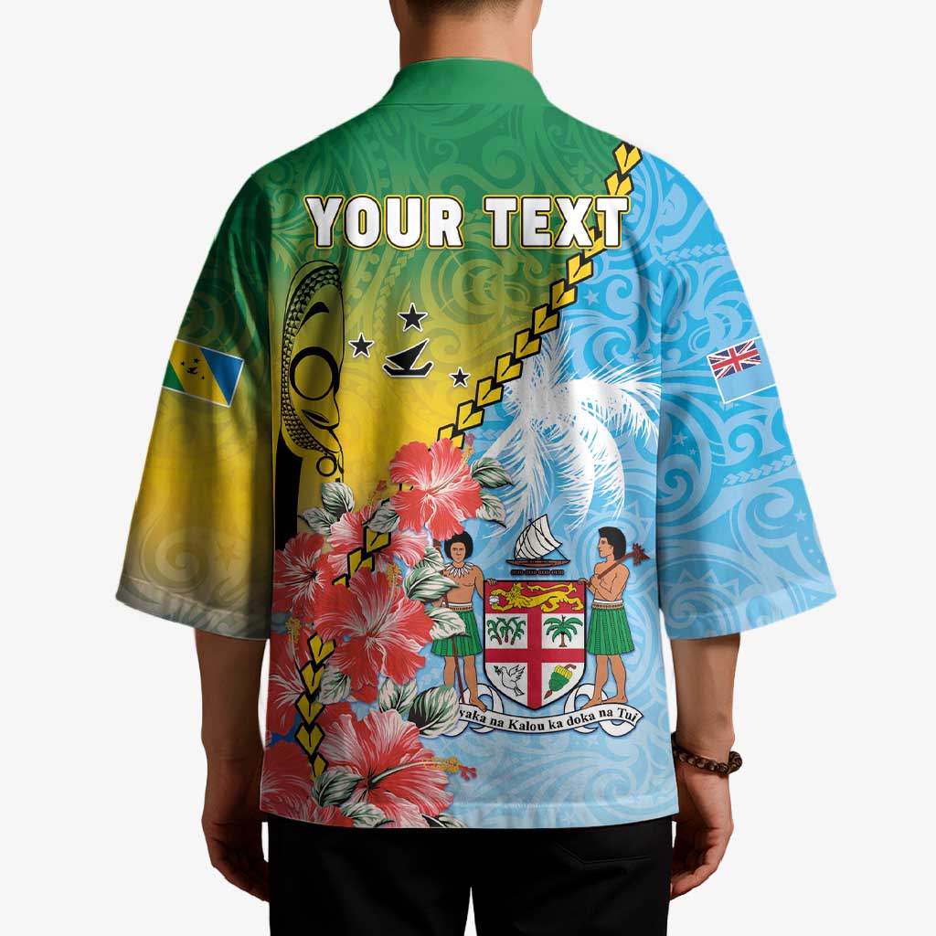 Personalised Malampa Fiji Day Kimono Tribal Pattern With Tropical Flowers LT05 - Polynesian Pride