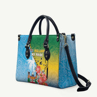 Malampa Fiji Day Leather Bag Tribal Pattern With Tropical Flowers LT05 Colorful - Polynesian Pride