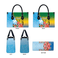 Malampa Fiji Day Leather Bag Tribal Pattern With Tropical Flowers LT05 - Polynesian Pride