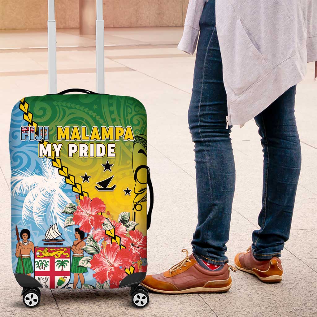 Malampa Fiji Day Luggage Cover Tribal Pattern With Tropical Flowers LT05 Colorful - Polynesian Pride