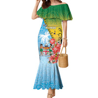 Personalised Malampa Fiji Day Mermaid Dress Tribal Pattern With Tropical Flowers LT05 Women Colorful - Polynesian Pride