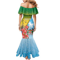 Personalised Malampa Fiji Day Mermaid Dress Tribal Pattern With Tropical Flowers LT05 - Polynesian Pride