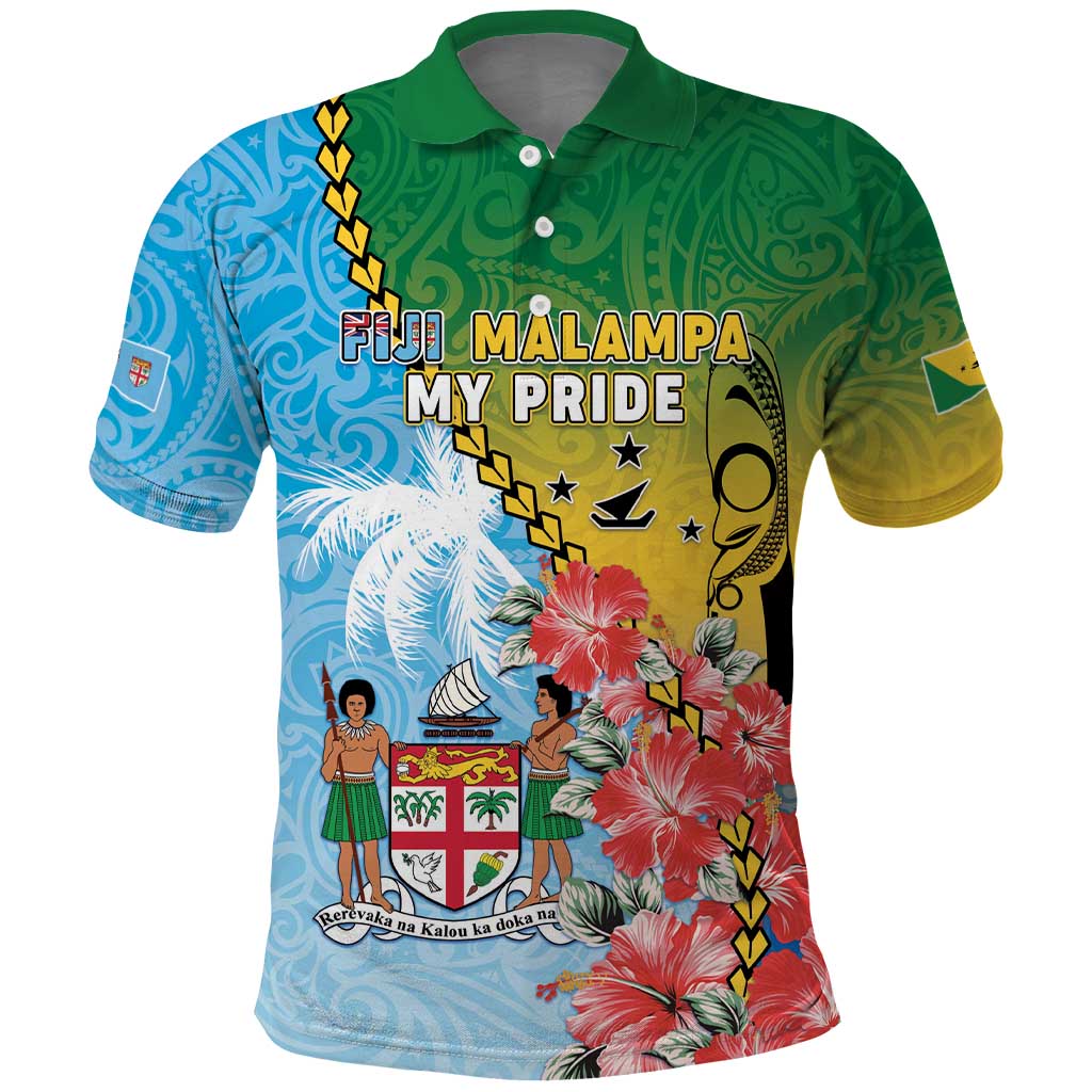 Personalised Malampa Fiji Day Polo Shirt Tribal Pattern With Tropical Flowers LT05 Colorful - Polynesian Pride