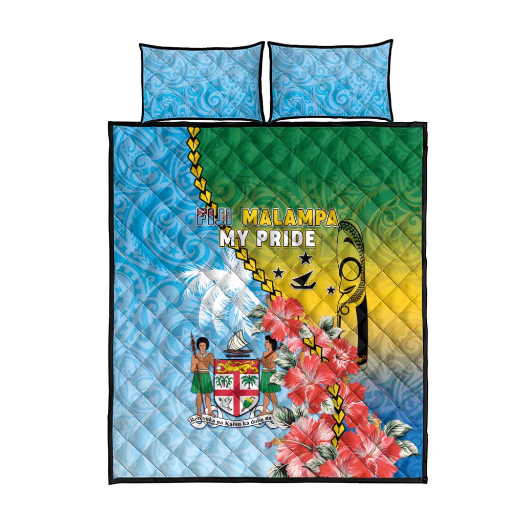 Malampa Fiji Day Quilt Bed Set Tribal Pattern With Tropical Flowers LT05 - Polynesian Pride