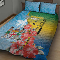 Malampa Fiji Day Quilt Bed Set Tribal Pattern With Tropical Flowers LT05 - Polynesian Pride