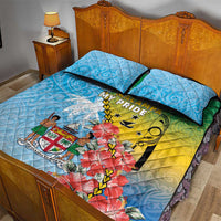 Malampa Fiji Day Quilt Bed Set Tribal Pattern With Tropical Flowers LT05 - Polynesian Pride