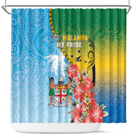 Malampa Fiji Day Shower Curtain Tribal Pattern With Tropical Flowers LT05 Colorful - Polynesian Pride