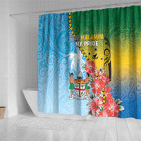 Malampa Fiji Day Shower Curtain Tribal Pattern With Tropical Flowers LT05 - Polynesian Pride