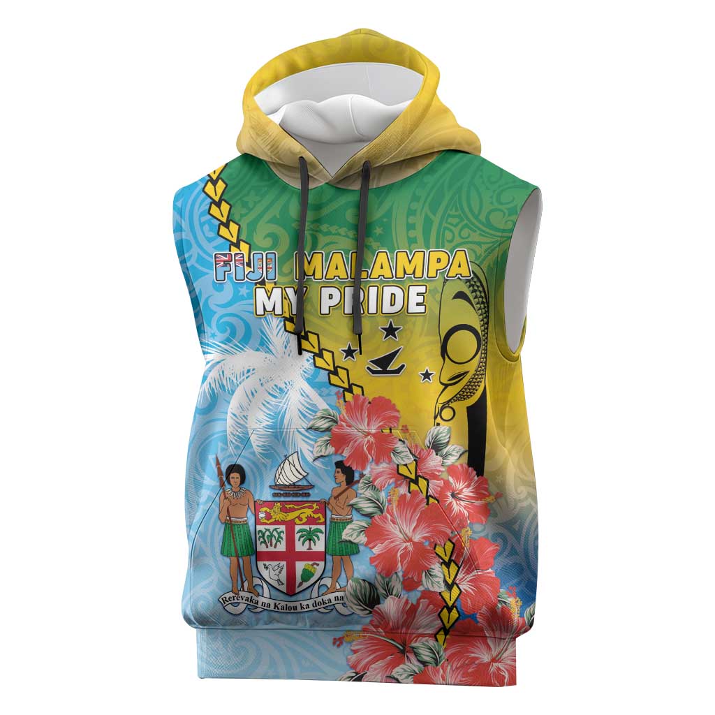 Personalised Malampa Fiji Day Sleeveless Hoodie Tribal Pattern With Tropical Flowers LT05 Colorful - Polynesian Pride