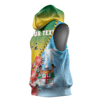 Personalised Malampa Fiji Day Sleeveless Hoodie Tribal Pattern With Tropical Flowers LT05 - Polynesian Pride