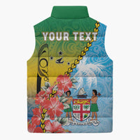 Personalised Malampa Fiji Day Sleeveless Puffer Jacket Tribal Pattern With Tropical Flowers LT05 - Polynesian Pride