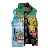 Personalised Malampa Fiji Day Sleeveless Puffer Jacket Tribal Pattern With Tropical Flowers LT05 - Polynesian Pride