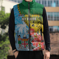 Personalised Malampa Fiji Day Sleeveless Puffer Jacket Tribal Pattern With Tropical Flowers LT05 - Polynesian Pride