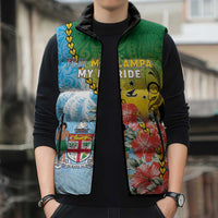 Personalised Malampa Fiji Day Sleeveless Puffer Jacket Tribal Pattern With Tropical Flowers LT05 - Polynesian Pride