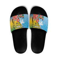 Malampa Fiji Day Slide Sandals Tribal Pattern With Tropical Flowers LT05 Colorful - Polynesian Pride