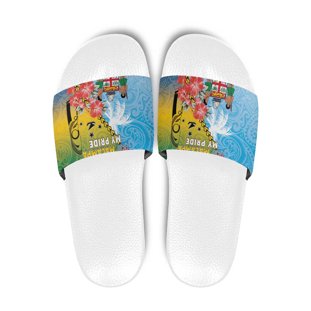 Malampa Fiji Day Slide Sandals Tribal Pattern With Tropical Flowers LT05 Colorful - Polynesian Pride