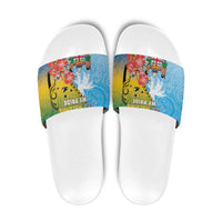 Malampa Fiji Day Slide Sandals Tribal Pattern With Tropical Flowers LT05 Colorful - Polynesian Pride