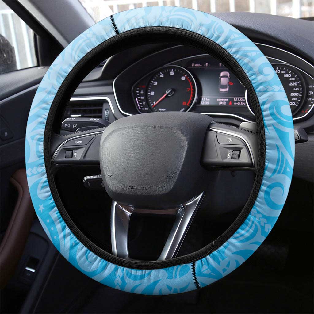 Malampa Fiji Day Steering Wheel Cover Tribal Pattern With Tropical Flowers LT05 - Polynesian Pride