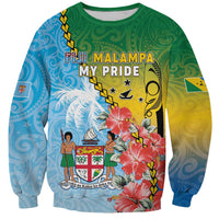 Personalised Malampa Fiji Day Sweatshirt Tribal Pattern With Tropical Flowers LT05 Unisex Colorful - Polynesian Pride
