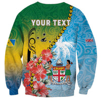 Personalised Malampa Fiji Day Sweatshirt Tribal Pattern With Tropical Flowers LT05 - Polynesian Pride