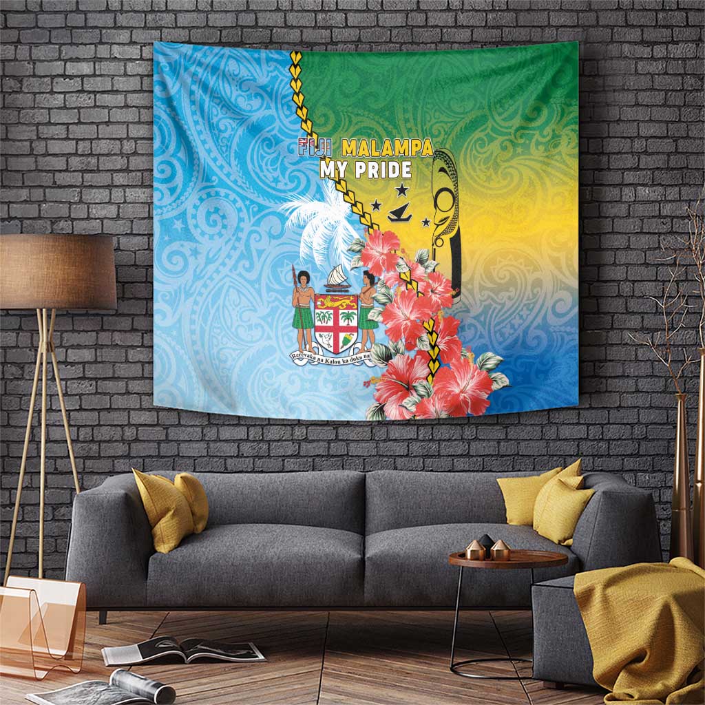 Malampa Fiji Day Tapestry Tribal Pattern With Tropical Flowers LT05 Colorful - Polynesian Pride