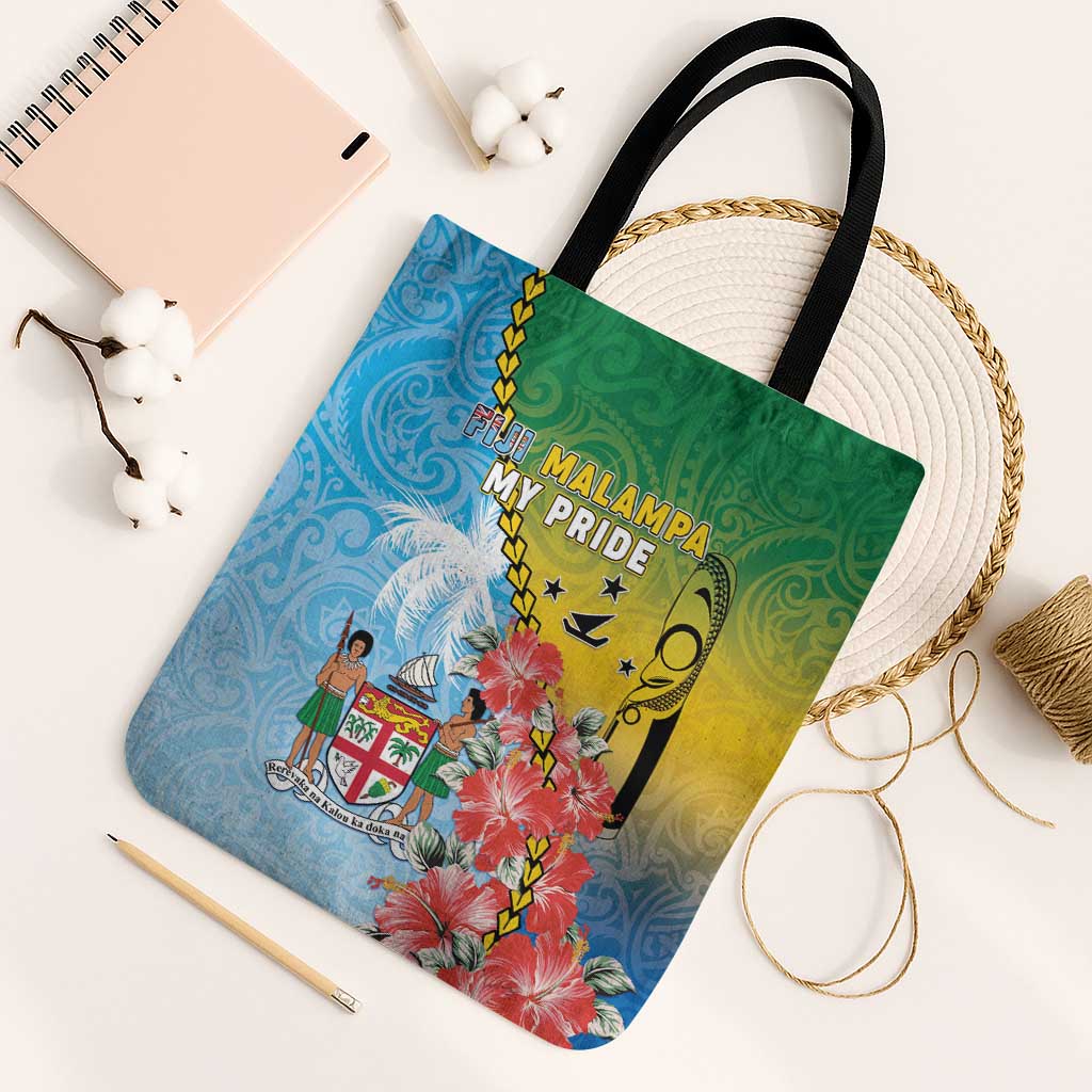 Malampa Fiji Day Tote Bag Tribal Pattern With Tropical Flowers LT05 Black Strap One Size Colorful - Polynesian Pride