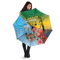 Malampa Fiji Day Umbrella Tribal Pattern With Tropical Flowers LT05 - Polynesian Pride