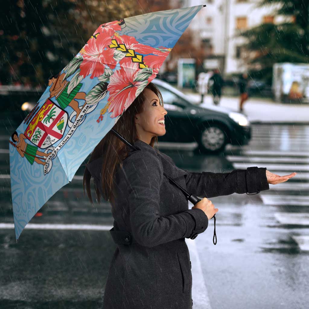 Malampa Fiji Day Umbrella Tribal Pattern With Tropical Flowers LT05 - Polynesian Pride