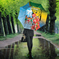 Malampa Fiji Day Umbrella Tribal Pattern With Tropical Flowers LT05 - Polynesian Pride