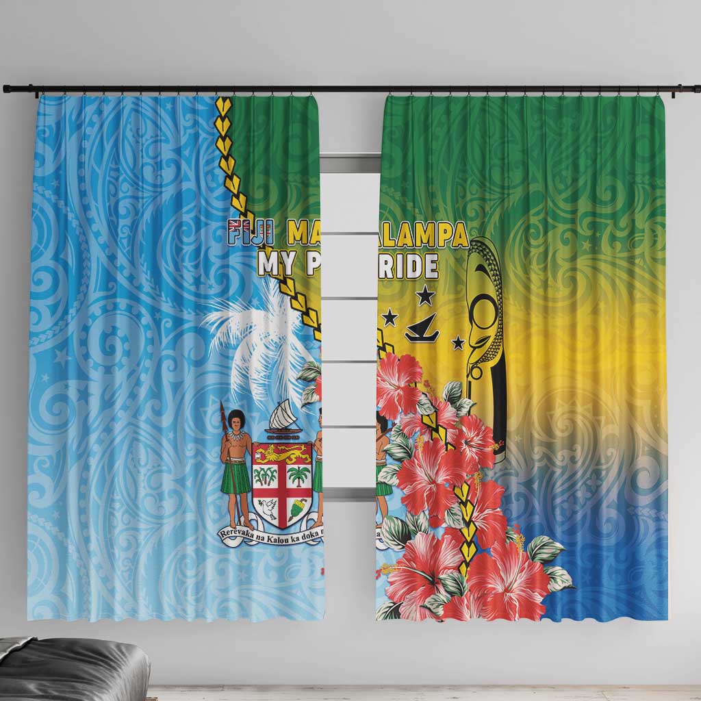 Malampa Fiji Day Window Curtain Tribal Pattern With Tropical Flowers LT05 With Hooks Colorful - Polynesian Pride