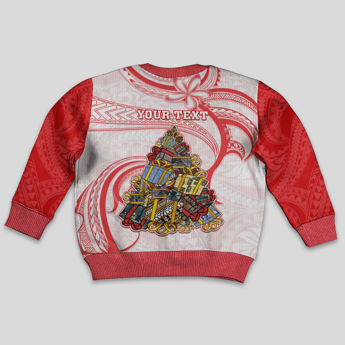 Personalised Happy Boxing Day Kid Ugly Christmas Sweater Polynesian Gift Boxes Christmas Tree LT05 - Polynesian Pride