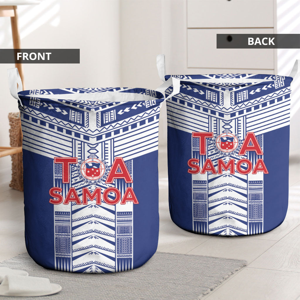 Rugby Toa Samoa Laundry Basket Samoan Tatau Blue Version LT05 - Polynesian Pride