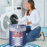 Rugby Toa Samoa Laundry Basket Samoan Tatau Blue Version LT05 - Polynesian Pride