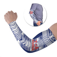 Custom Rugby Toa Samoa Arm Sleeves Samoan Tatau Blue Version LT05 Set of 2 Blue - Polynesian Pride