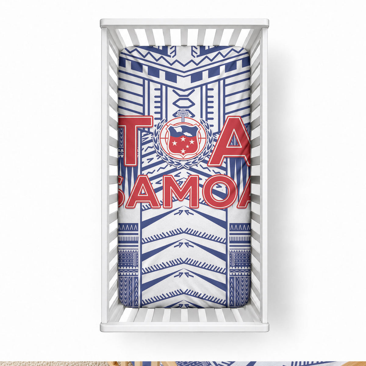 Rugby Toa Samoa Baby Bed Cover Samoan Tatau Blue Version LT05 28 × 52 in Blue - Polynesian Pride
