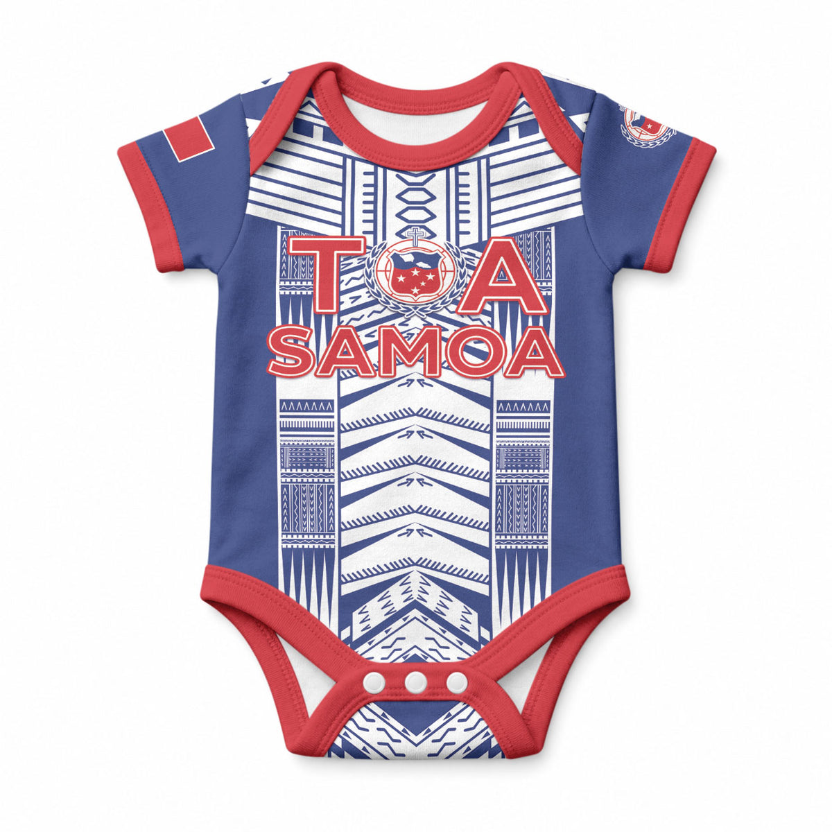 Custom Rugby Toa Samoa Baby Onesie Samoan Tatau Blue Version LT05 Blue - Polynesian Pride