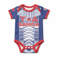 Custom Rugby Toa Samoa Baby Onesie Samoan Tatau Blue Version LT05 Blue - Polynesian Pride