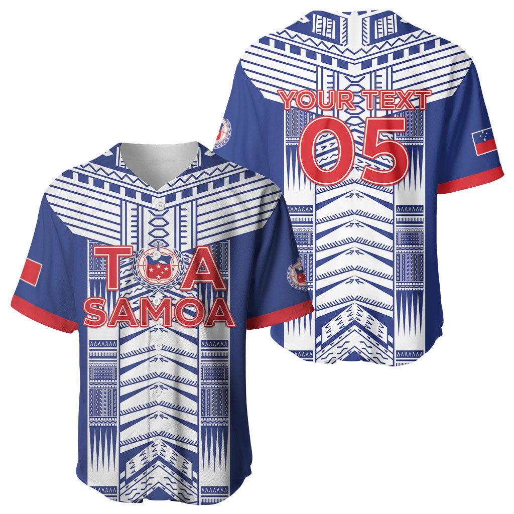 Custom Rugby Toa Samoa Baseball Jersey Samoan Tatau Blue Version LT05 - Polynesian Pride