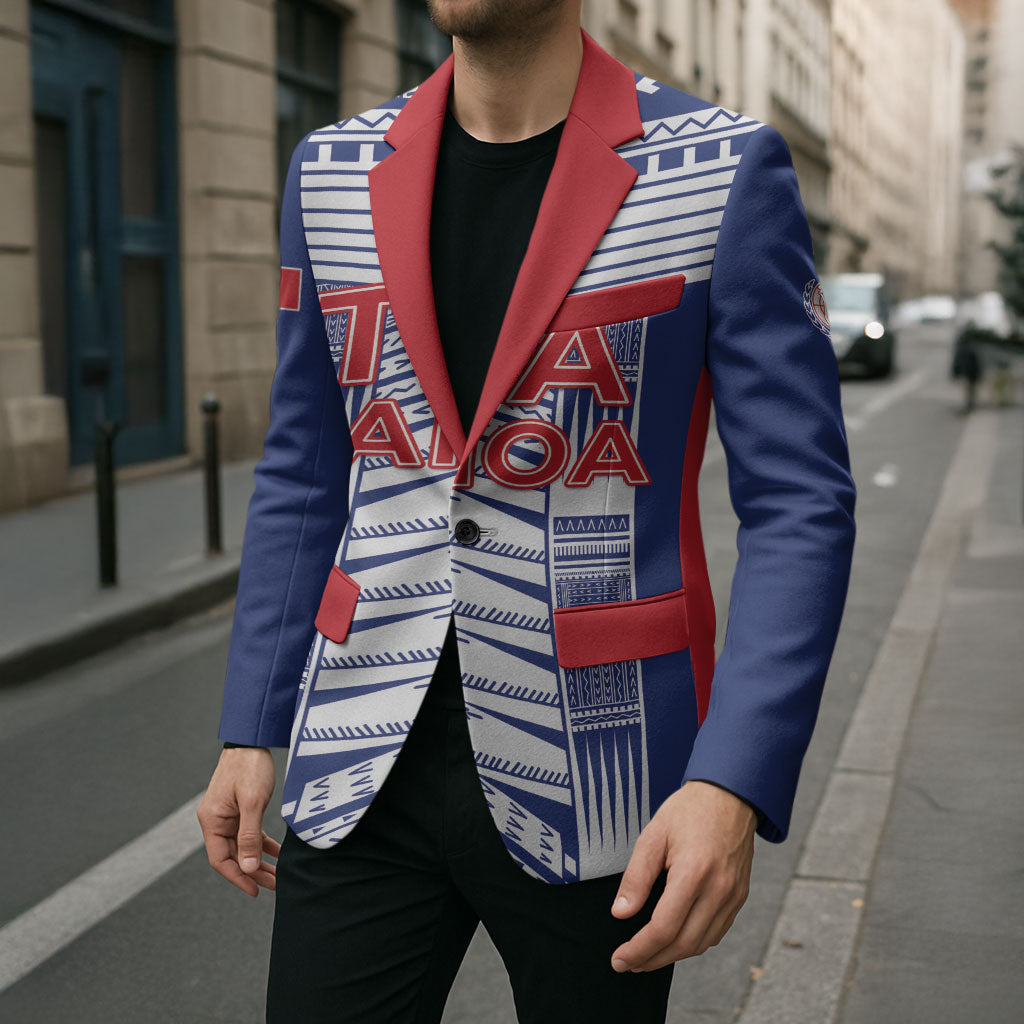 Custom Rugby Toa Samoa Blazer Samoan Tatau Blue Version LT05 - Polynesian Pride