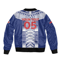 Custom Rugby Toa Samoa Bomber Jacket Samoan Tatau Blue Version LT05 - Polynesian Pride