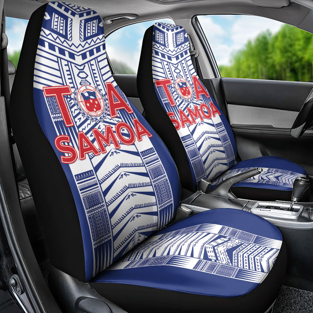 Rugby Toa Samoa Car Seat Cover Samoan Tatau Blue Version LT05 - Polynesian Pride