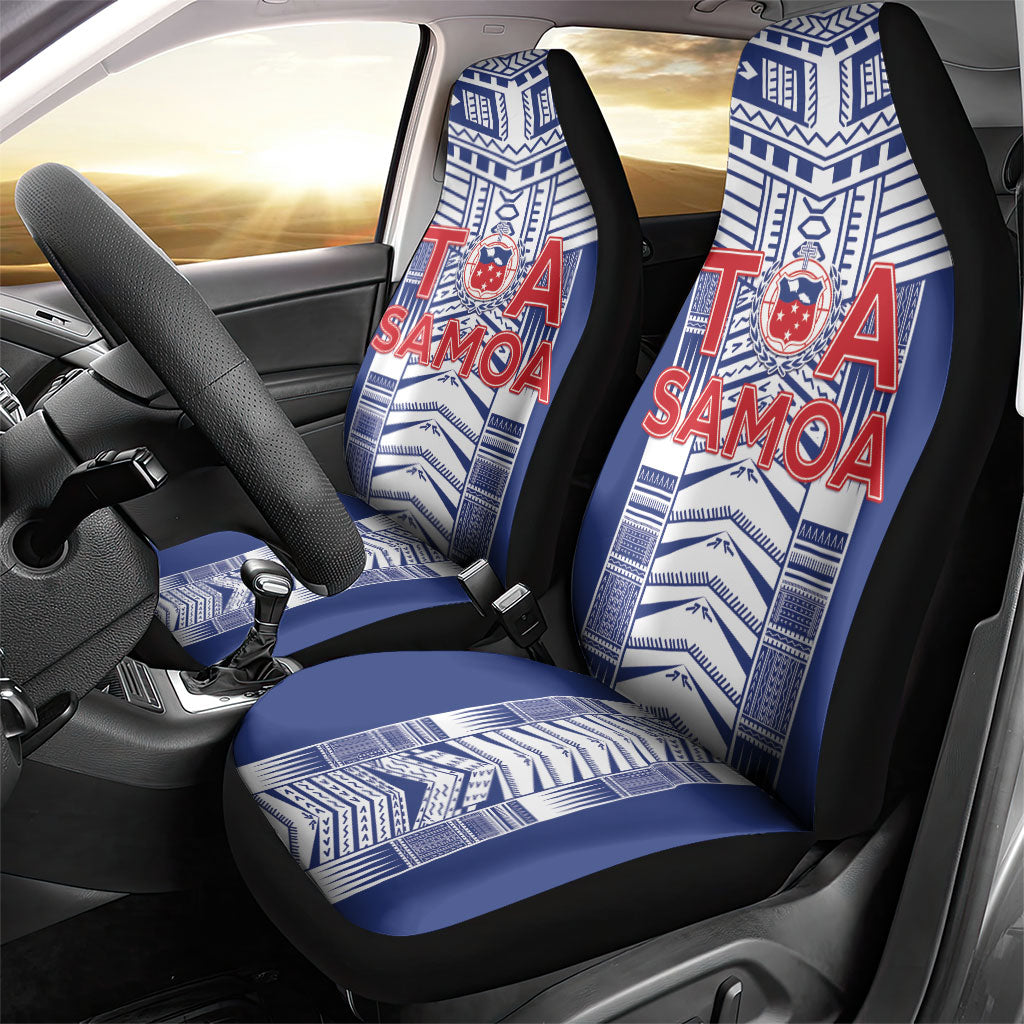 Rugby Toa Samoa Car Seat Cover Samoan Tatau Blue Version LT05 - Polynesian Pride