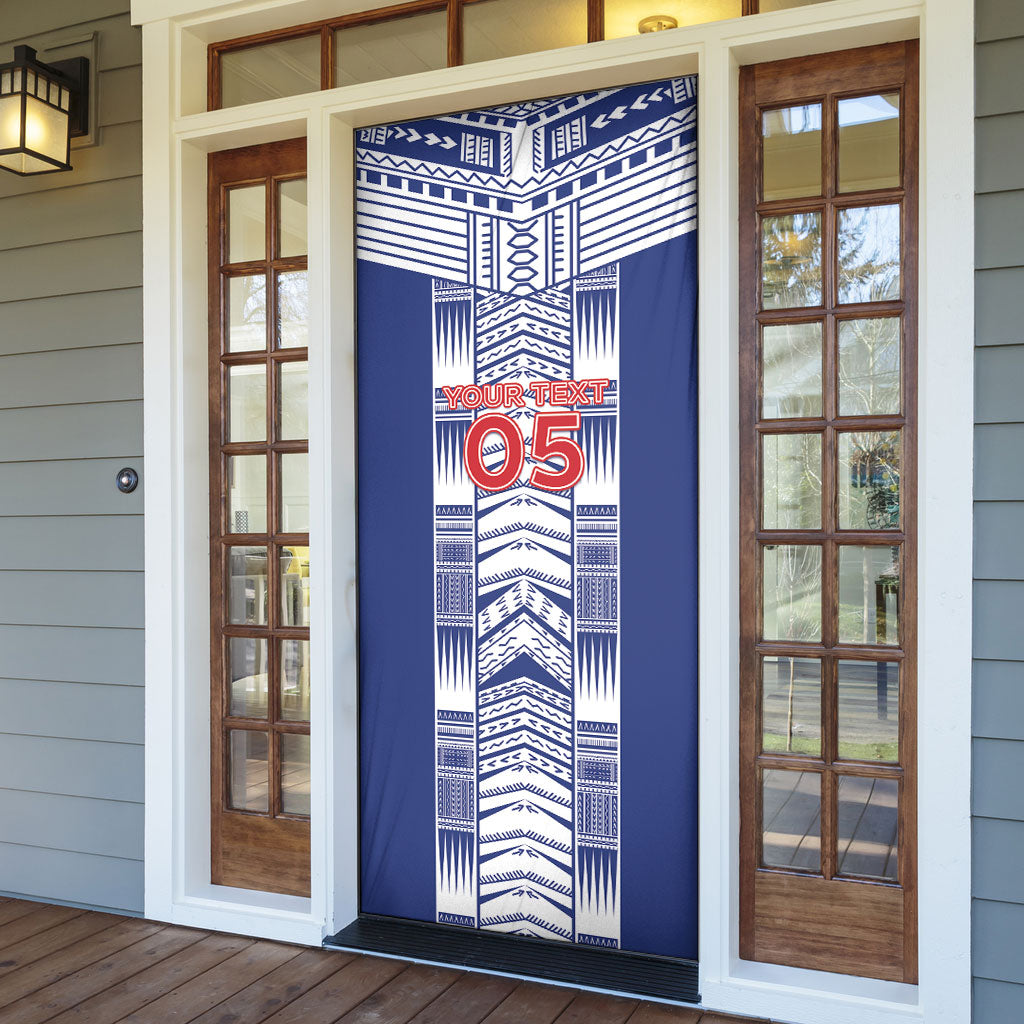 Custom Rugby Toa Samoa Door Cover Samoan Tatau Blue Version LT05 - Polynesian Pride