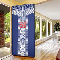 Custom Rugby Toa Samoa Door Cover Samoan Tatau Blue Version LT05 - Polynesian Pride